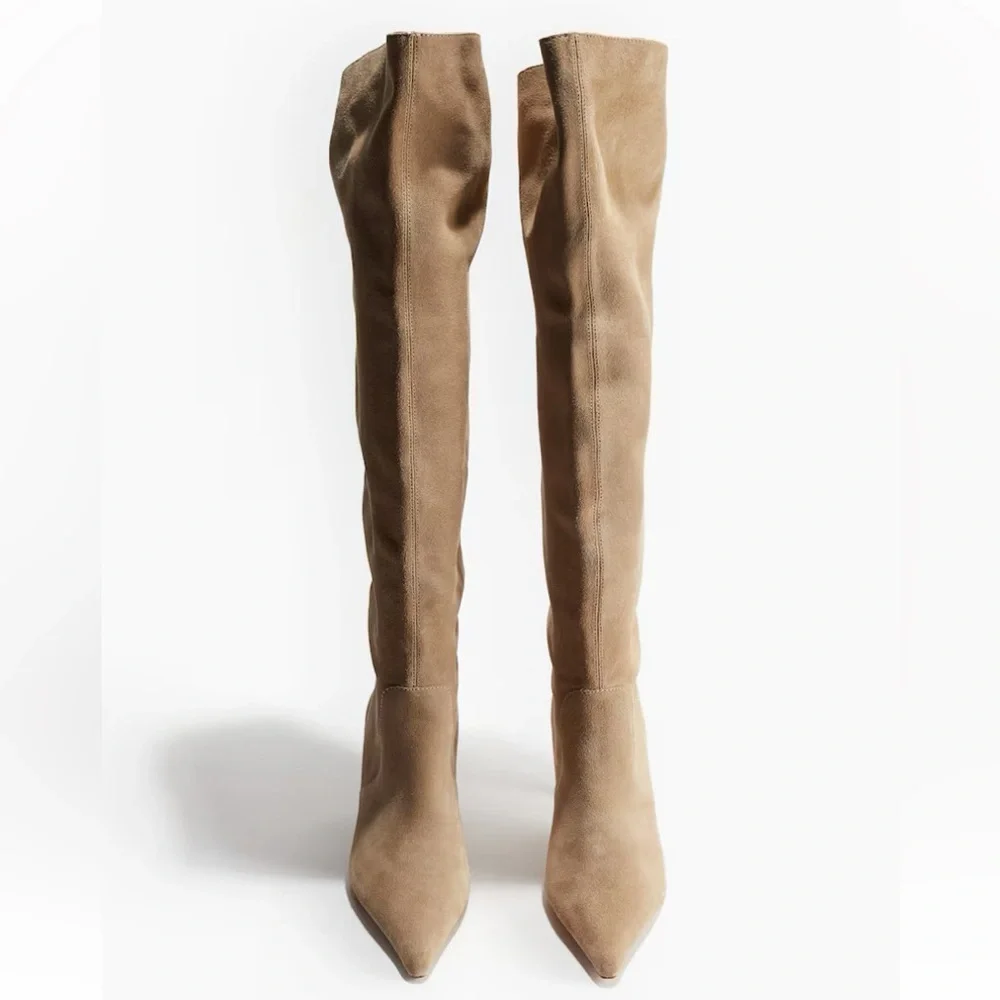 Tan suede Knee high Boots
